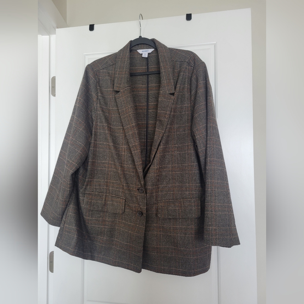 Old Navy Plaid Boyfriend Blazer